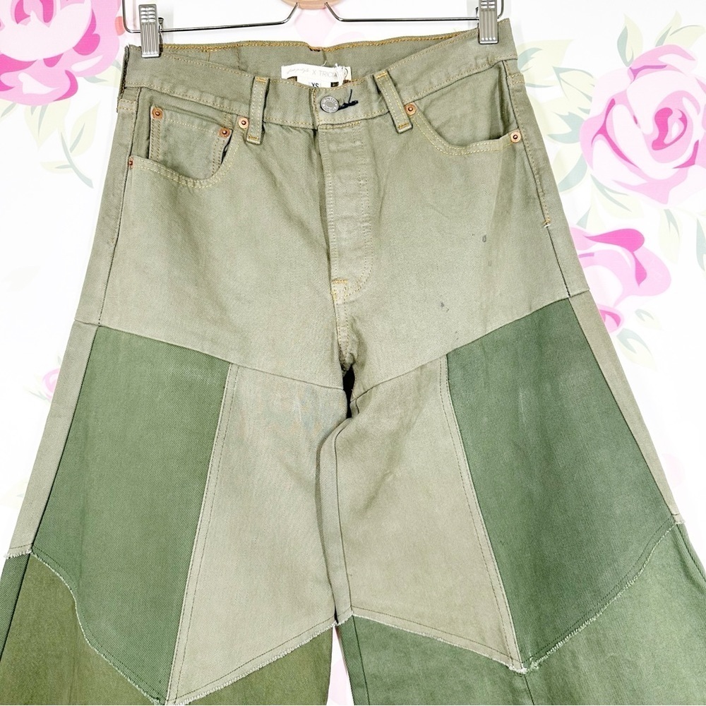 NEW Free People x Tricia Fix Reworked Denim Bell Wide Leg Flare Jeans XS - Picture 8 of 15